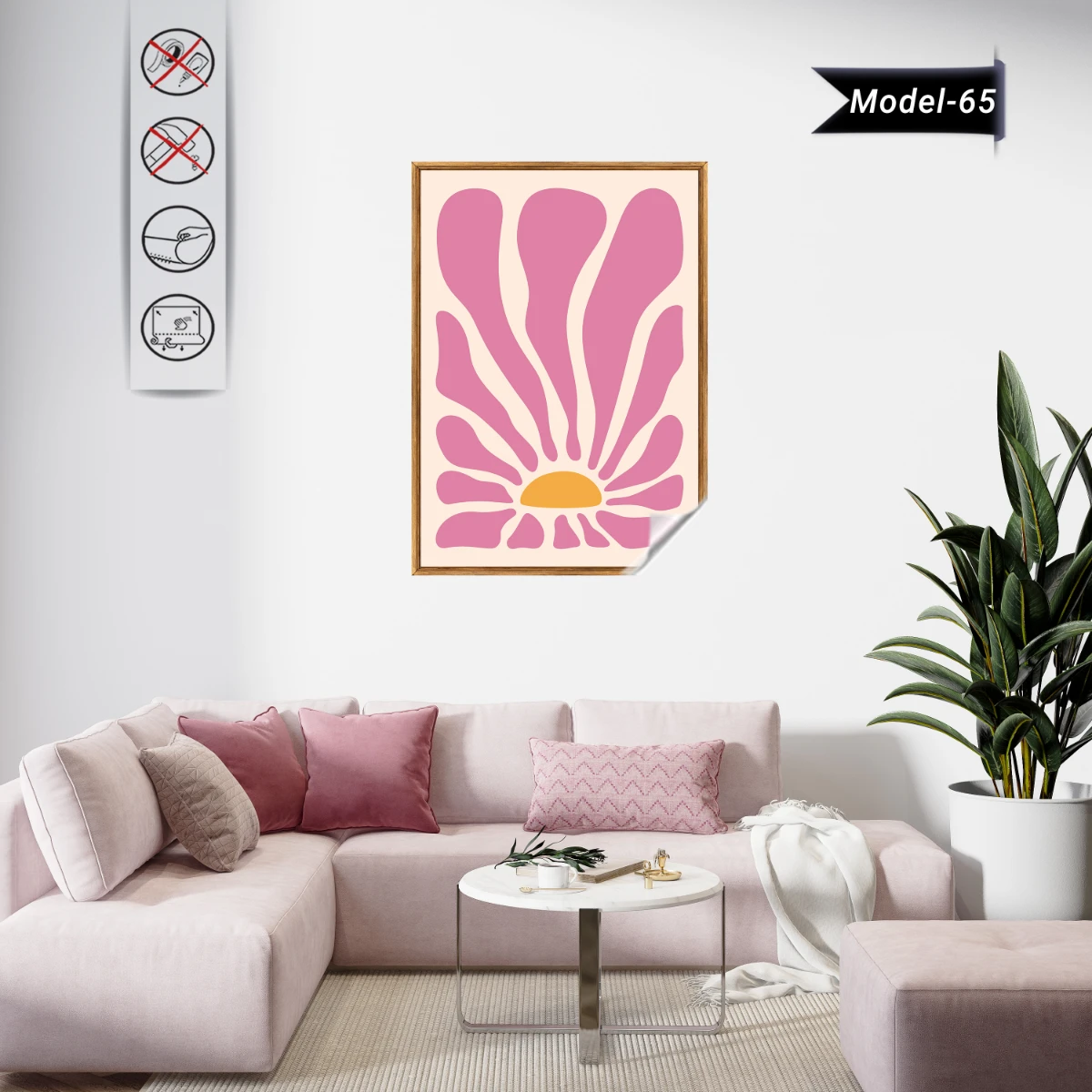 Statik Tutunma Özellikli Tablo - Poster Çiçek (Model- 65)