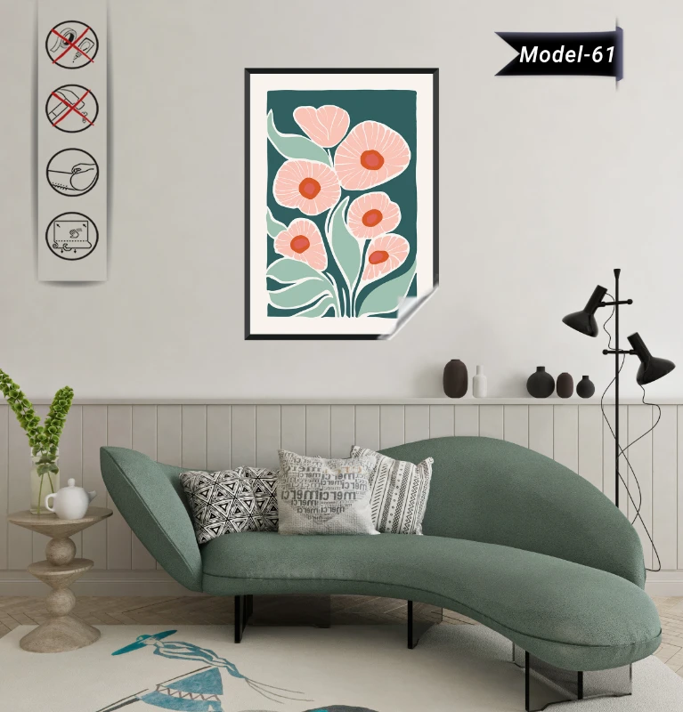 Statik Tutunma Özellikli Tablo - Poster Çiçek (Model- 61)