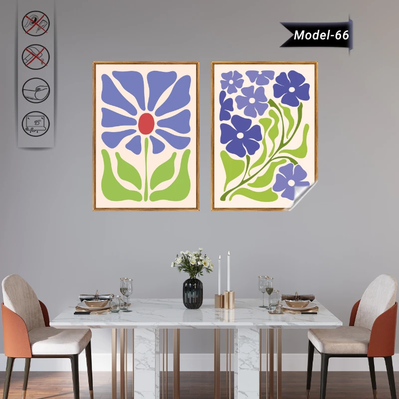 Statik Tutunma Özellikli Tablo - Poster Çiçek (Model- 66)