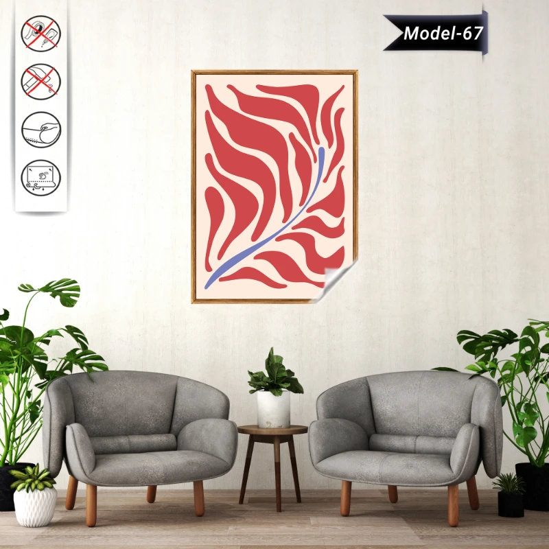 Statik Tutunma Özellikli Tablo - Poster Çiçek (Model- 67)