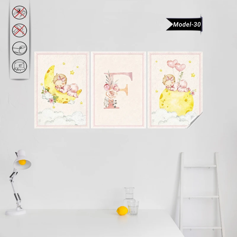 Statik Tutunma Özellikli Tablo - Poster Çocuk Odası (Model-30)