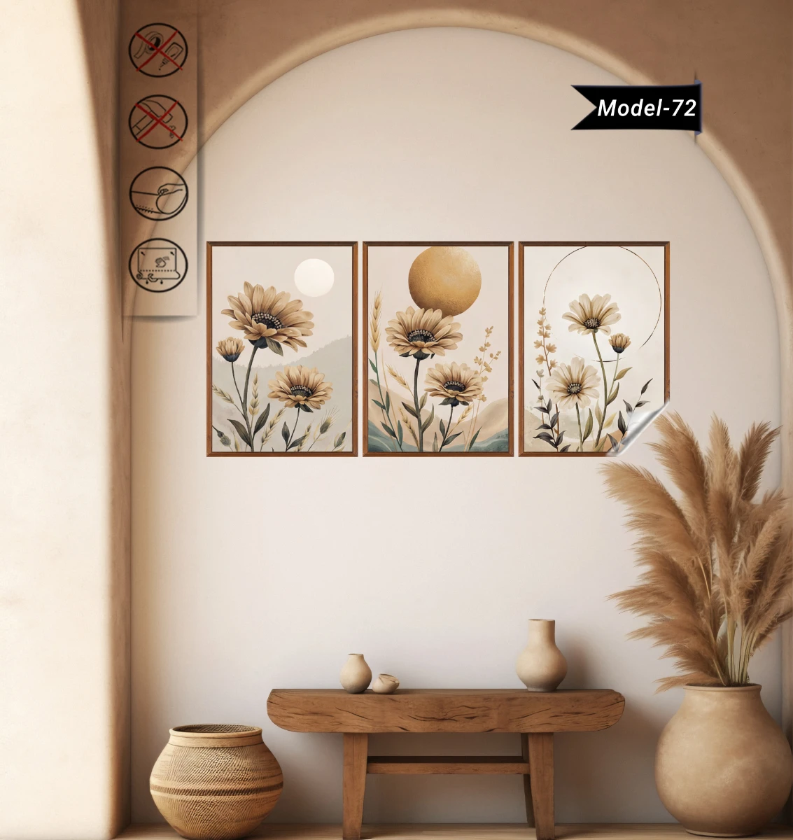 Statik Tutunma Özellikli Tablo - Poster Çiçek (Model- 72)