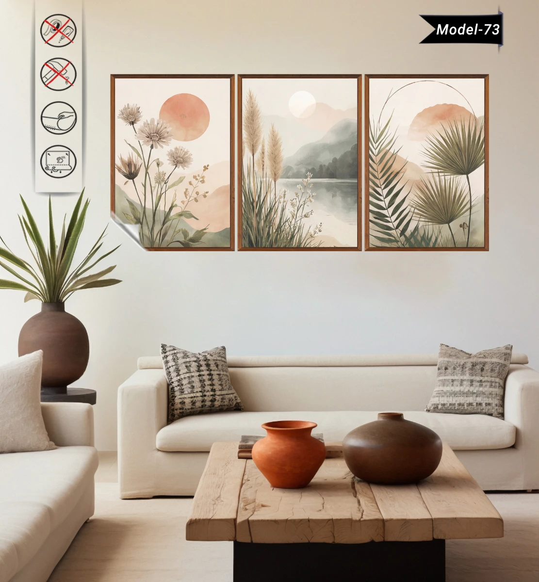 Statik Tutunma Özellikli Tablo - Poster Çiçek (Model- 73)