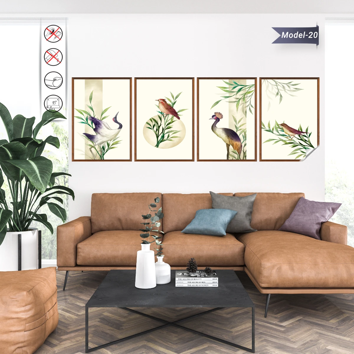 Statik Tutunma Özellikli Tablo - Poster Hayvan (Model- 20)