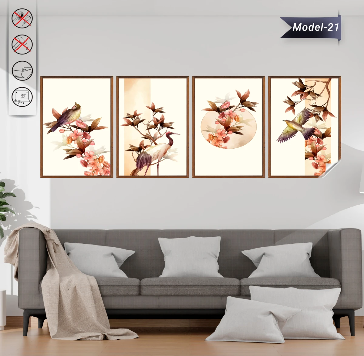 Statik Tutunma Özellikli Tablo - Poster Hayvan (Model- 21)