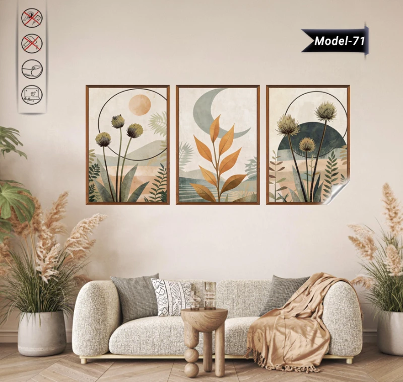 Statik Tutunma Özellikli Tablo - Poster Çiçek (Model- 71)