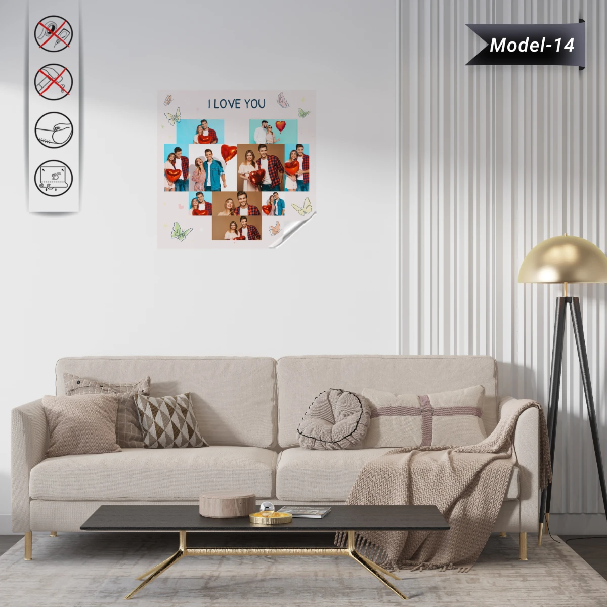 Statik Tutunma Özellikli Sevgililer Günü Tablo - Poster Özel Gün ( Model -14)