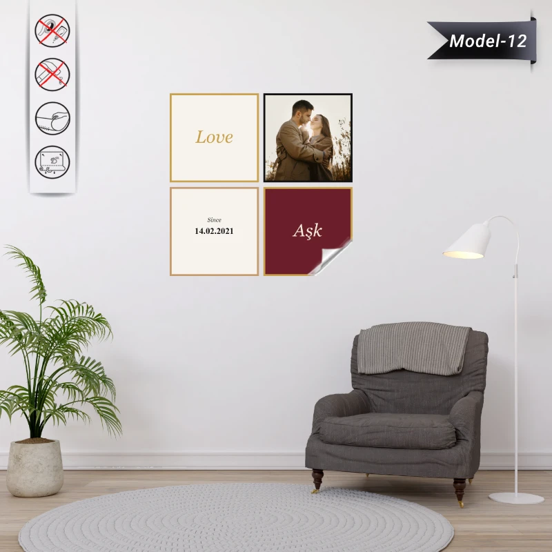 Statik Tutunma Özellikli Sevgililer Günü Tablo - Poster Özel Gün ( Model -12)