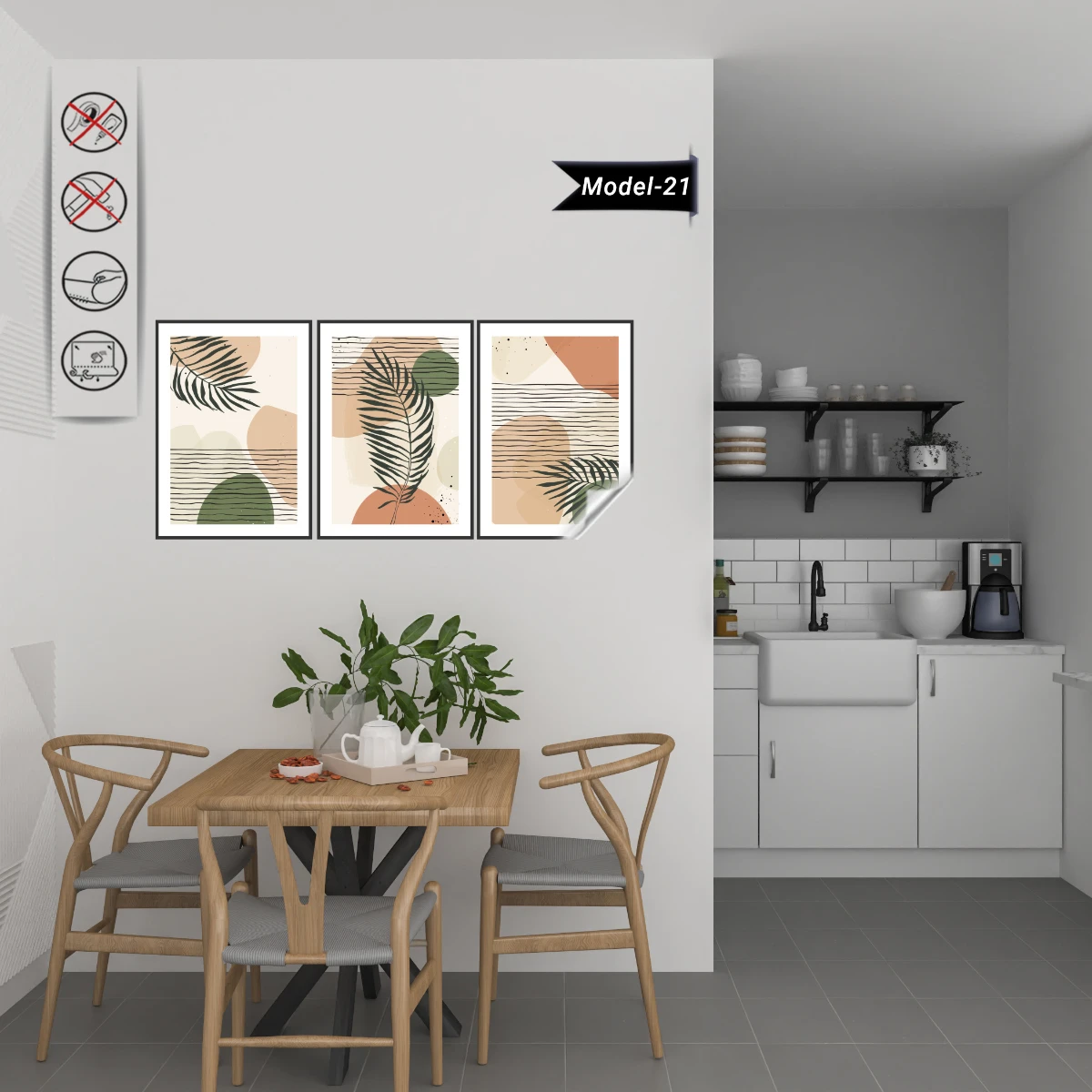 Statik Tutunma Özellikli Tablo - Poster Modern (Model- 21)