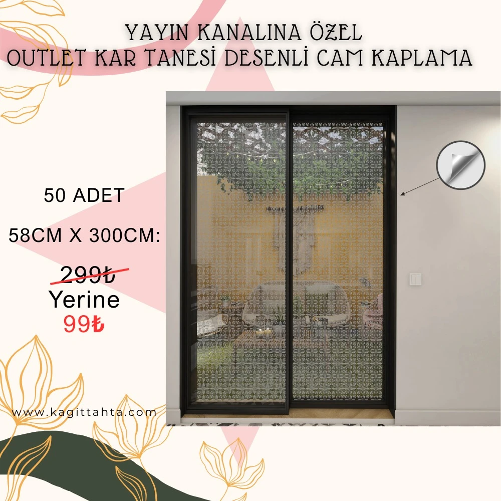 YAYIN KANALINA ÖZEL BEYAZ KAR TANESİ DESENLİ CAM KAPLAMA