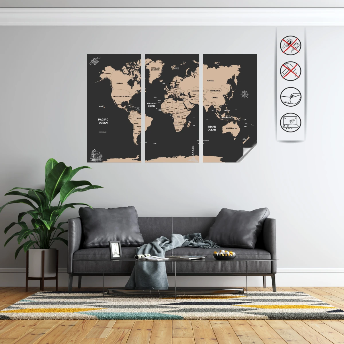 Statik Kağıt Dekoratif Harita (Model-5) 