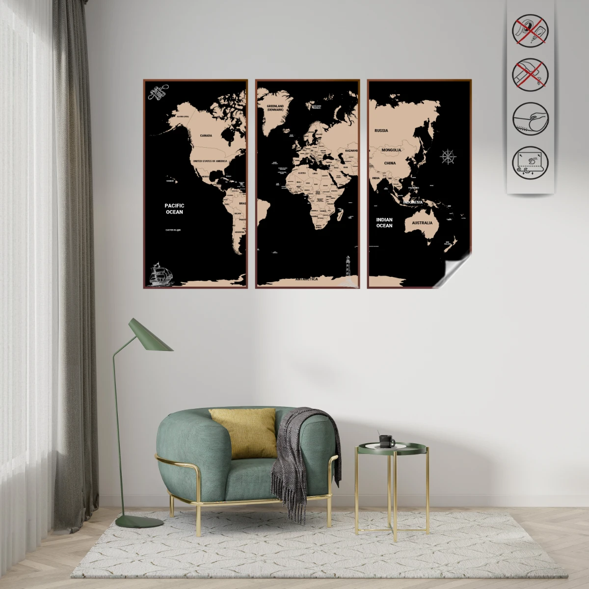 Statik Kağıt Dekoratif Harita (Model-5)