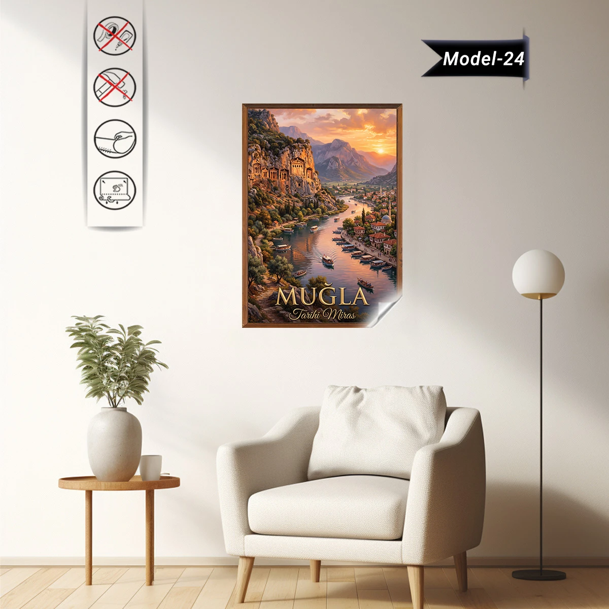 Türkiye İller Tablo - Poster Muğla (Model-24)