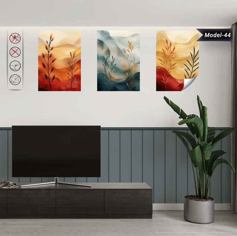 Statik Tutunma Özellikli Tablo - Poster Çiçek (Model- 44) (35X50)