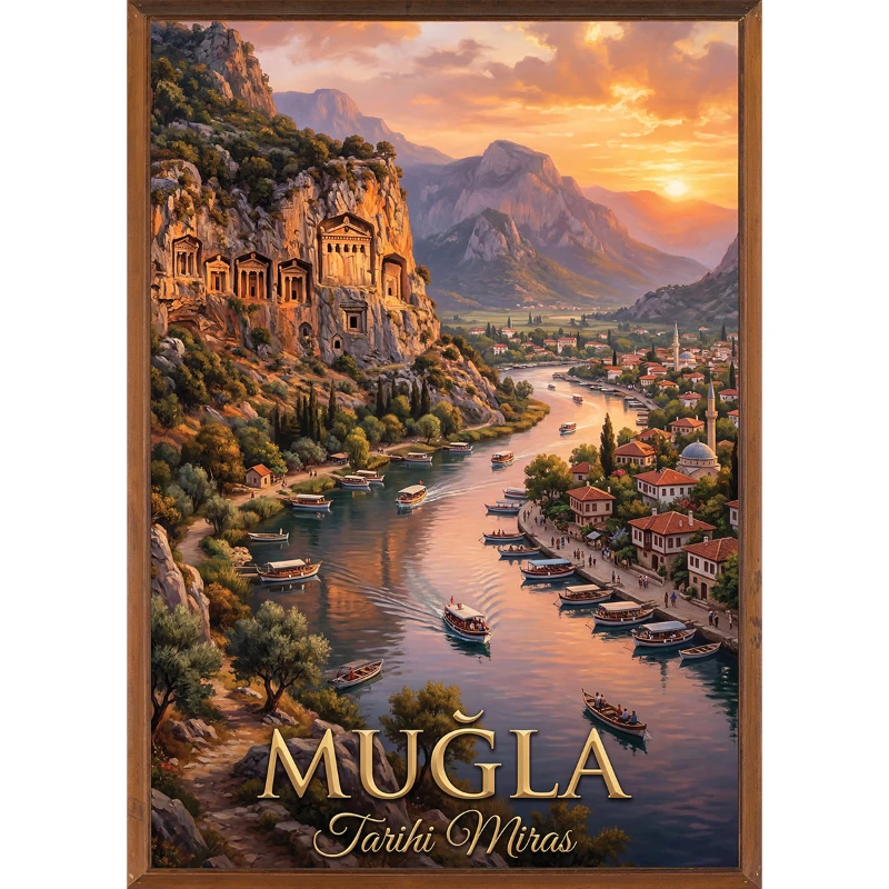 Türkiye İller Tablo - Poster Muğla (Model-24)