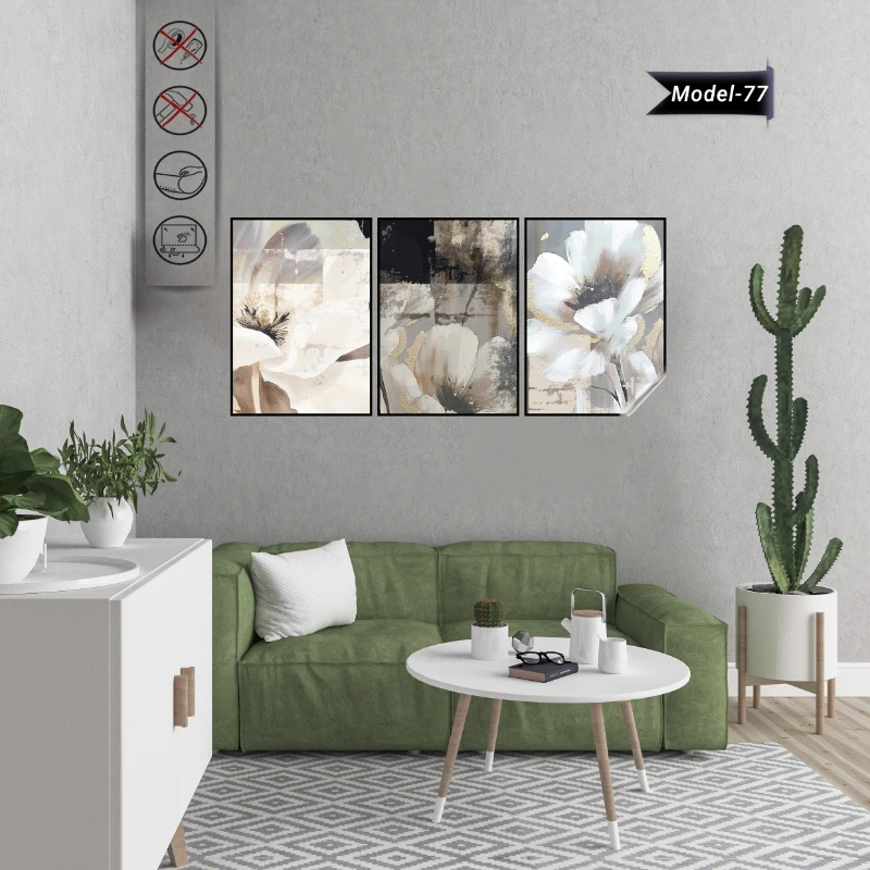 Statik Tutunma Özellikli Tablo - Poster Çiçek (Model- 77)