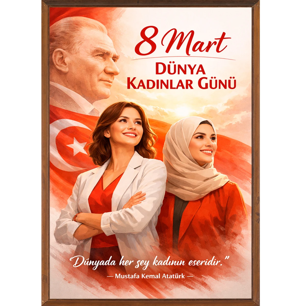 Statik Tutunma Özellikli 8 Mart Dünya Kadınlar Günü Tablo - Poster Özel Gün ( Model -15) 