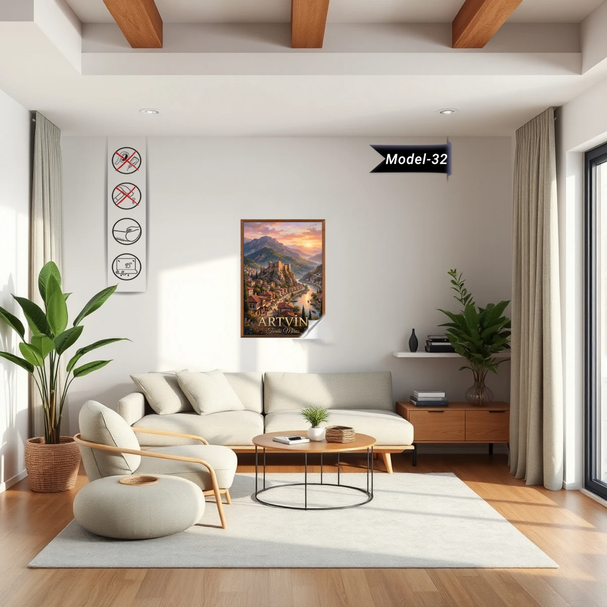 Türkiye İller Tablo - Poster Artvin (Model-32)