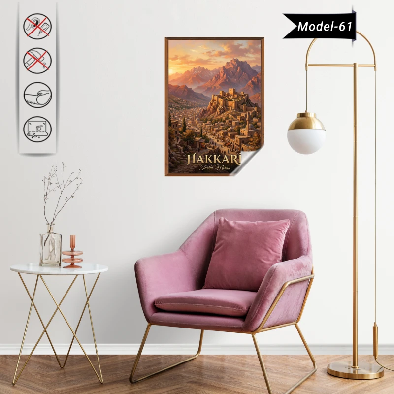 Türkiye İller Tablo - Poster Hakkari (Model-61)