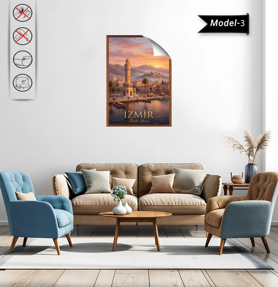 Türkiye İller Tablo - Poster İzmir (Model-3)