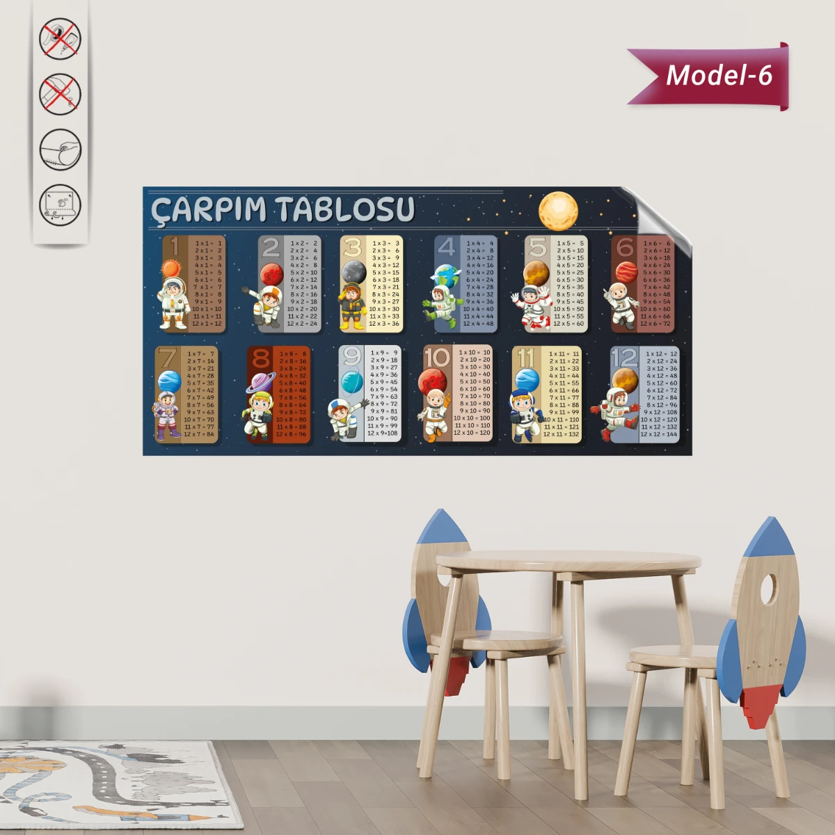 Statik Kağıt Çarpım Tablosu (Model-6)