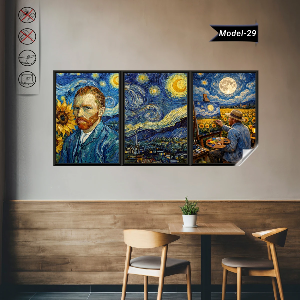 Van Gogh Yıldızlı Gece Tablo - Poster Dünyaca Ünlü (Model-29)