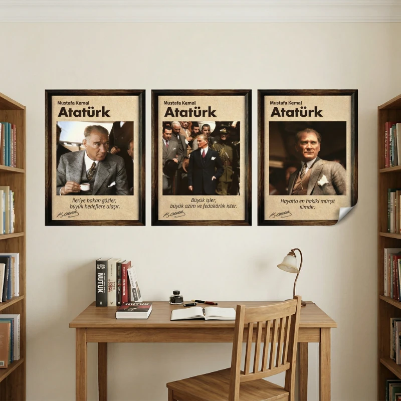 Statik Tutunma Özellikli Tablo - Poster Atatürk (Model- 30)