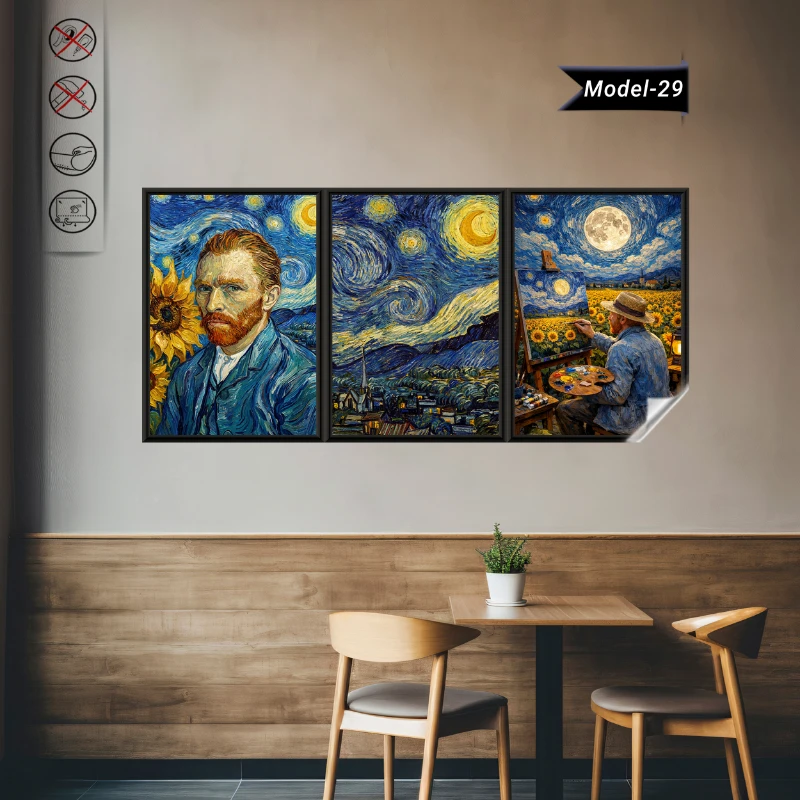 Van Gogh Yıldızlı Gece Tablo - Poster Dünyaca Ünlü (Model-29)