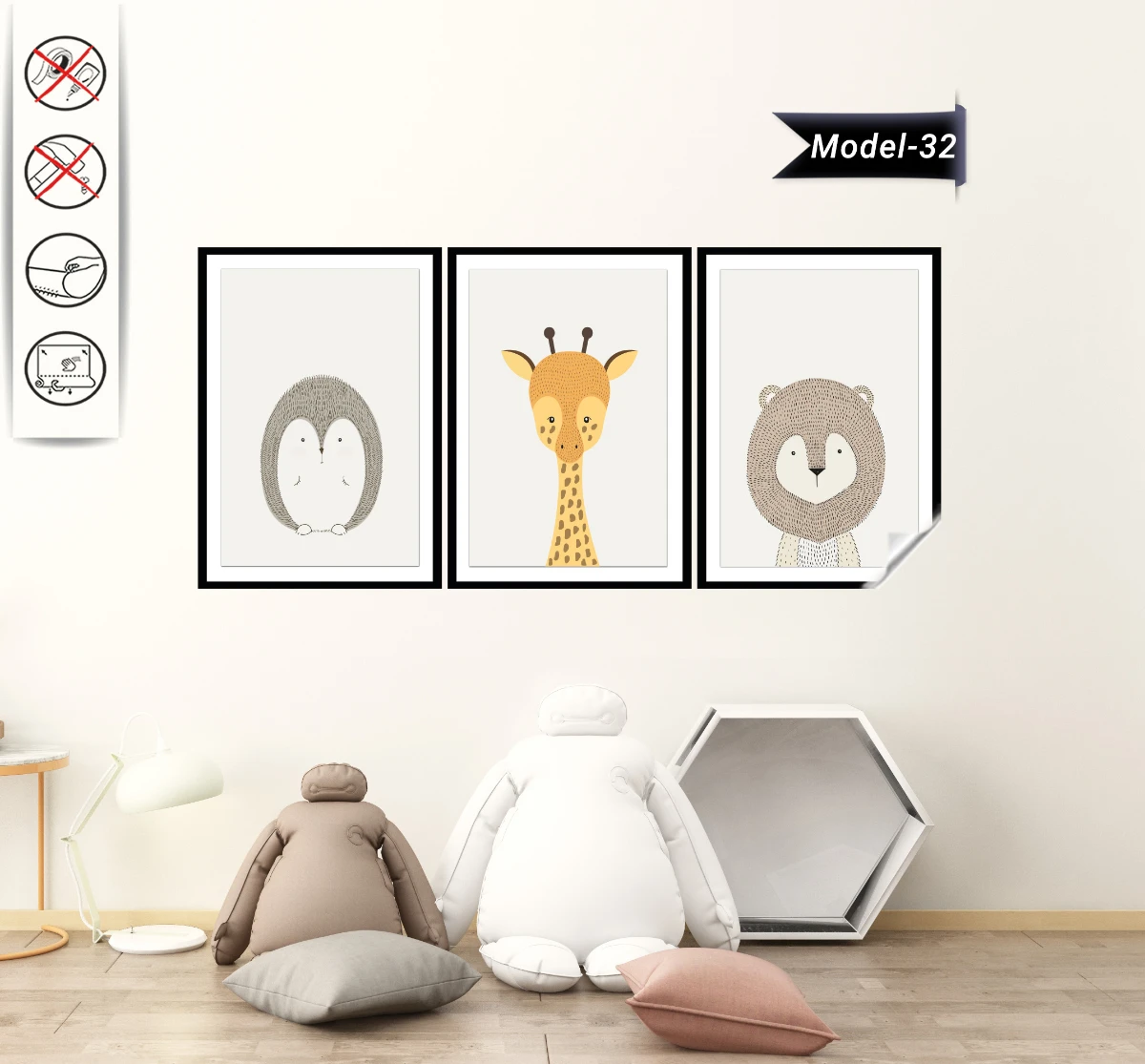 Statik Tutunma Özellikli Tablo - Poster Çocuk Odası (Model- 32)