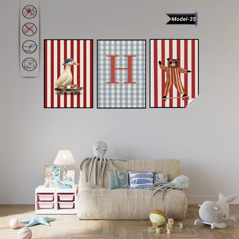 Statik Tutunma Özellikli Tablo - Poster Çocuk Odası (Model- 35)