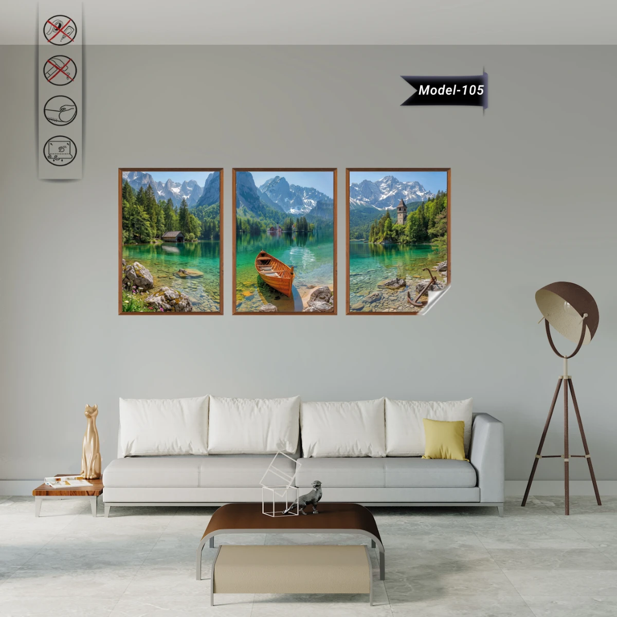 Statik Tutunma Özellikli Tablo - Poster Manzara (Model- 105)