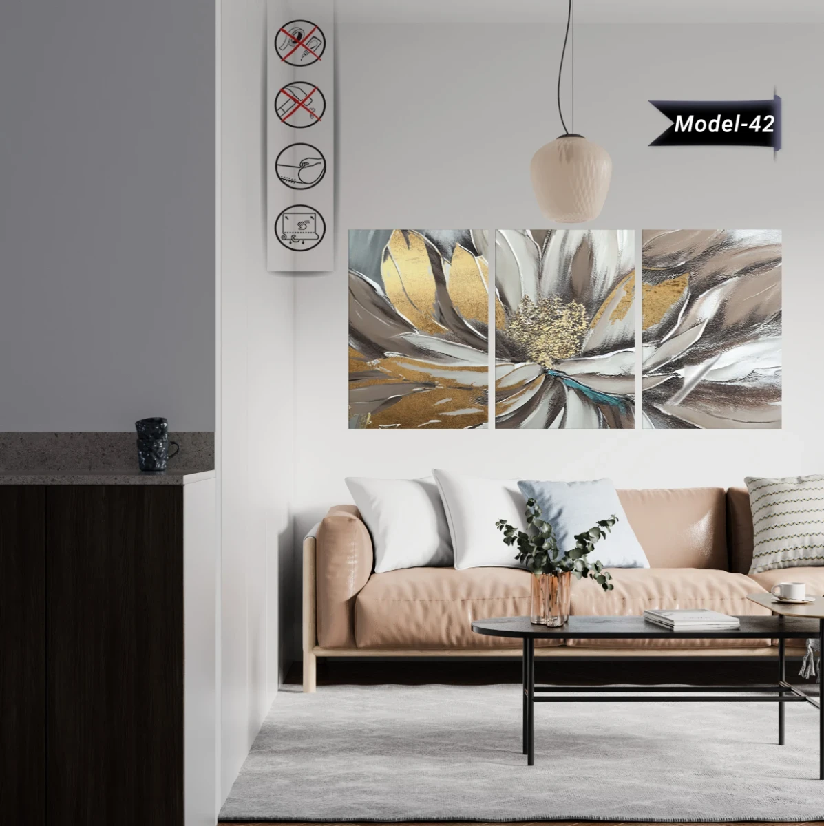 Statik Tutunma Özellikli Tablo - Poster Çiçek (Model- 42) (40X60)