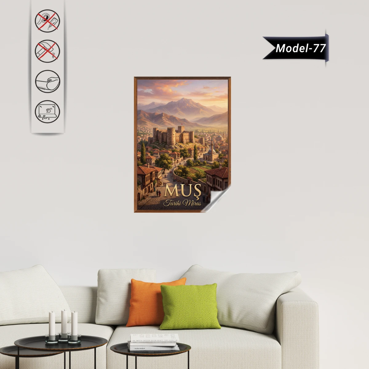 Türkiye İller Tablo - Poster Muş (Model-77)