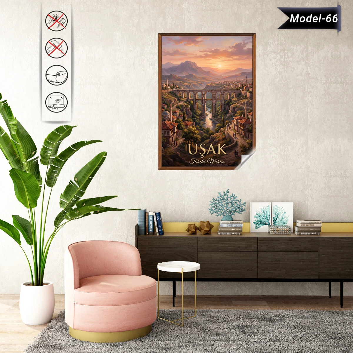 Türkiye İller Tablo - Poster Uşak (Model-66)