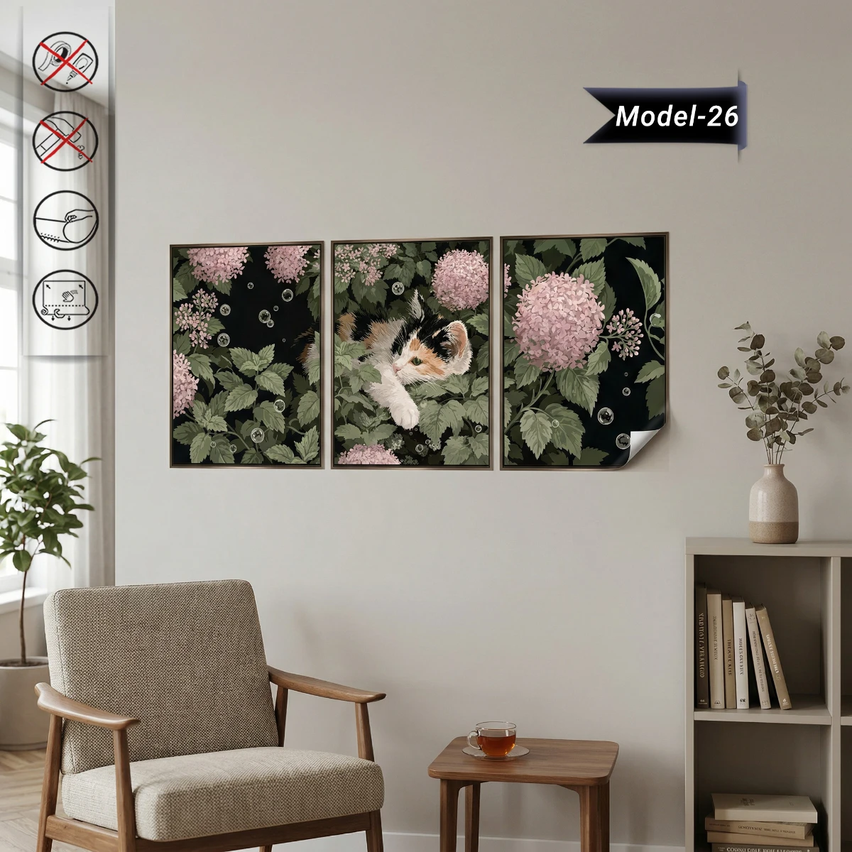 Statik Tutunma Özellikli Tablo - Poster Hayvan (Model- 26)