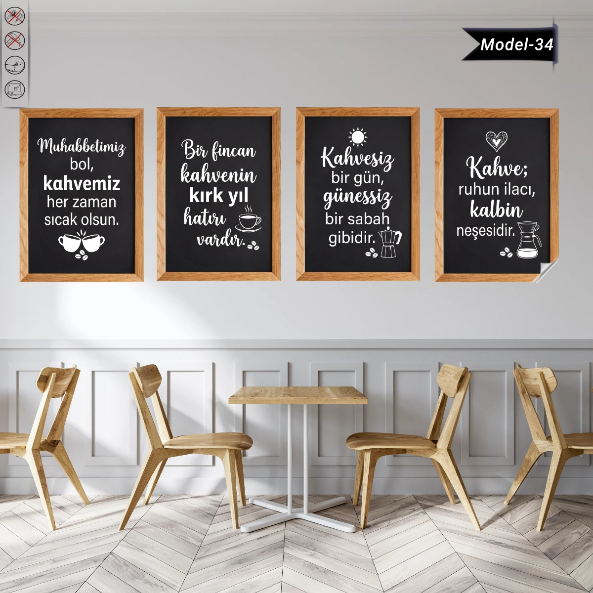 Statik Tutunma Özellikli Tablo - Poster Kahve Köşesi Diğer (Model- 34)