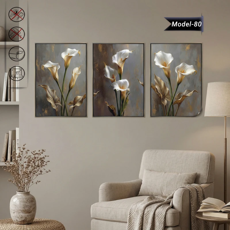 Statik Tutunma Özellikli Tablo - Poster Çiçek (Model- 80)