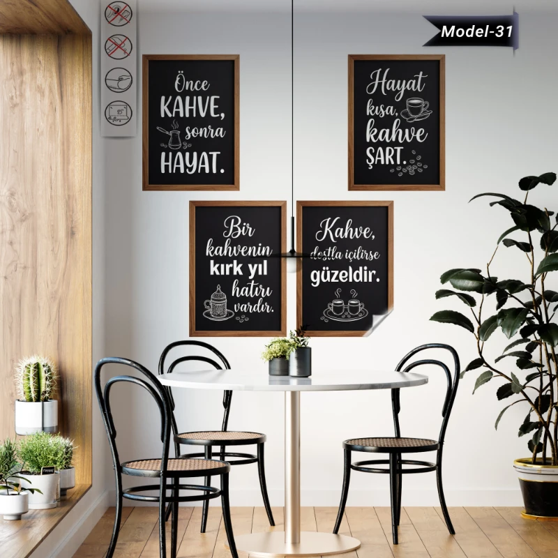 Statik Tutunma Özellikli Tablo - Poster Kahve Köşesi Diğer (Model- 31)