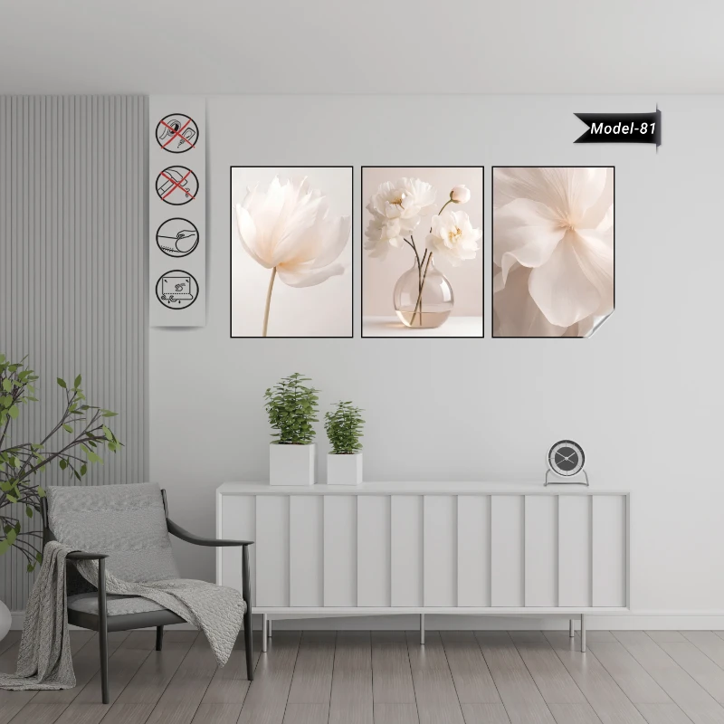 Statik Tutunma Özellikli Tablo - Poster Çiçek (Model- 81)