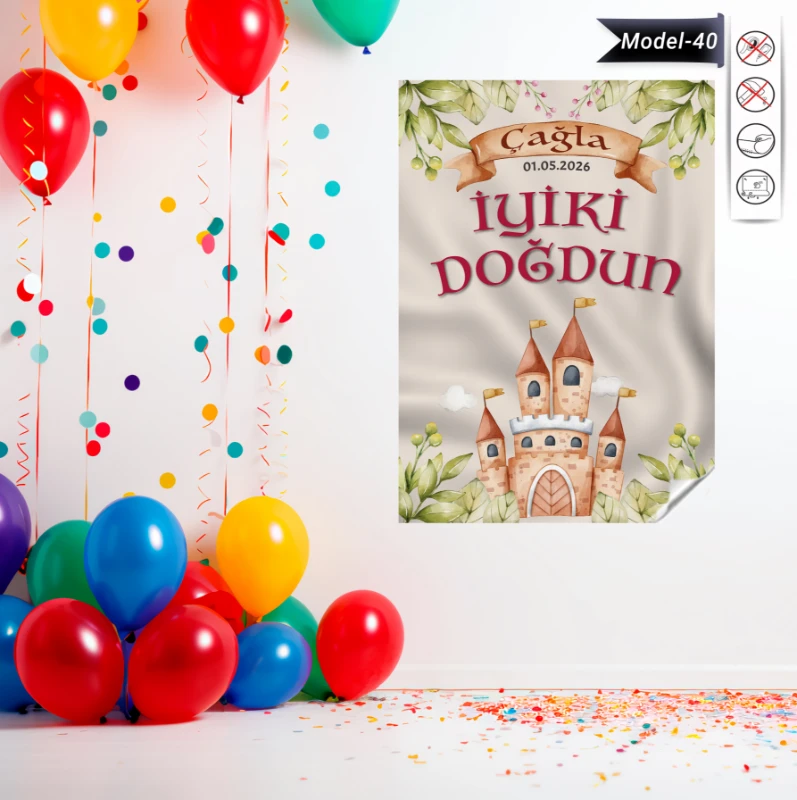 Statik Tutunma Özellikli Doğum Günü Tablo - Poster Özel Gün ( Model - 40)