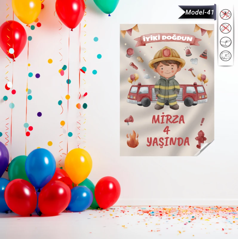 Statik Tutunma Özellikli Doğum Günü Tablo - Poster Özel Gün ( Model - 41)