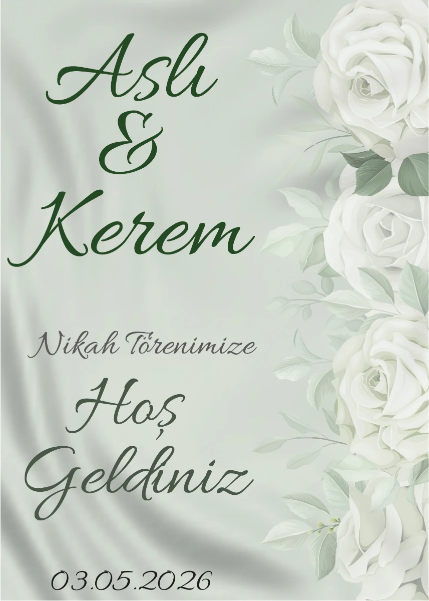 Statik Tutunma Özellikli Nikah Tablo - Poster Özel Gün ( Model - 47) 
