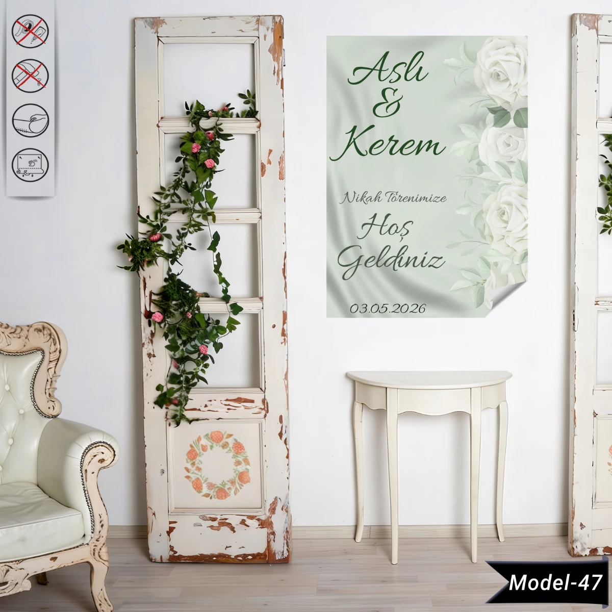 Statik Tutunma Özellikli Nikah Tablo - Poster Özel Gün ( Model - 47)