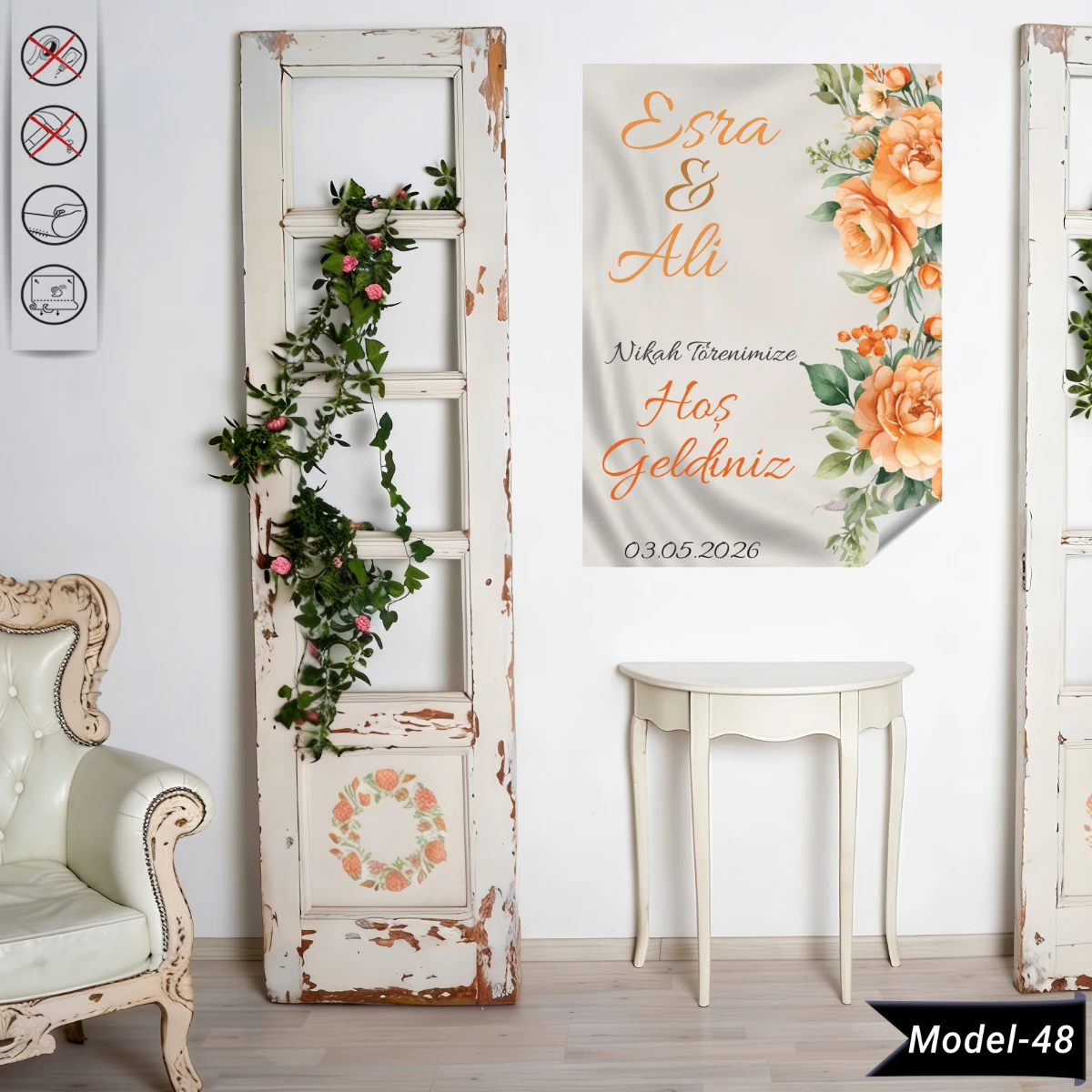 Statik Tutunma Özellikli Nikah Tablo - Poster Özel Gün ( Model - 48)