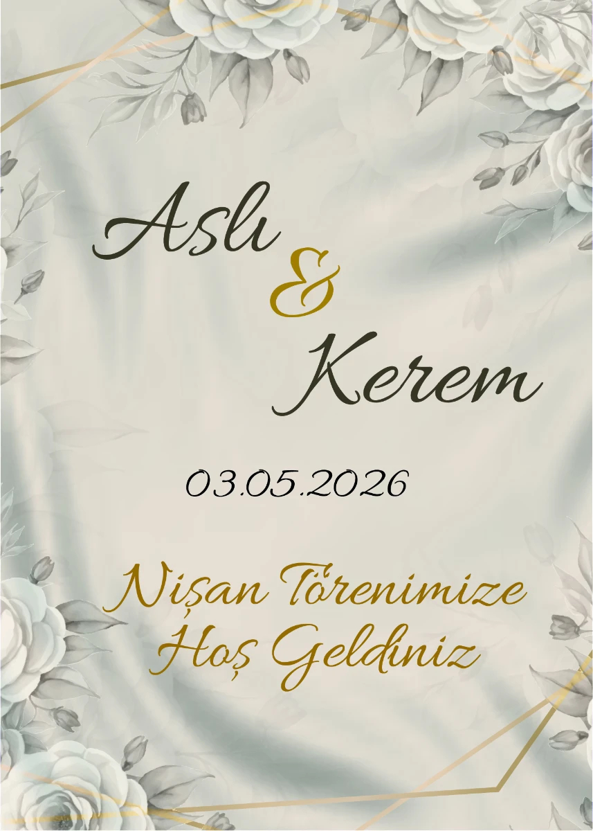 Statik Tutunma Özellikli Nişan Tablo - Poster Özel Gün ( Model - 46) 