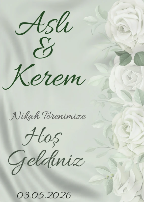 Statik Tutunma Özellikli Nikah Tablo - Poster Özel Gün ( Model - 47)