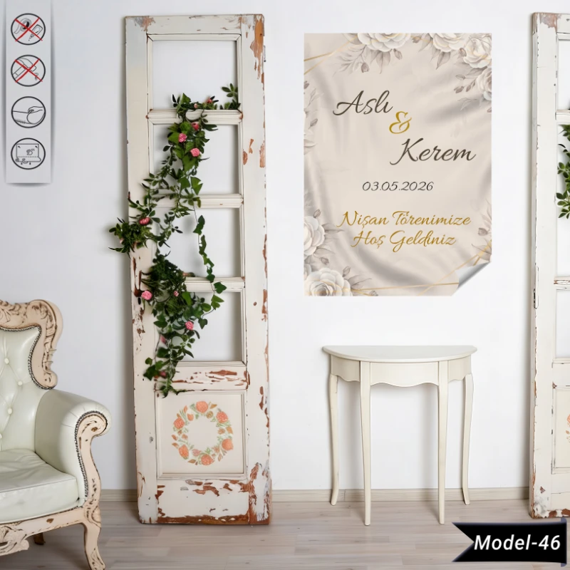 Statik Tutunma Özellikli Nişan Tablo - Poster Özel Gün ( Model - 46)