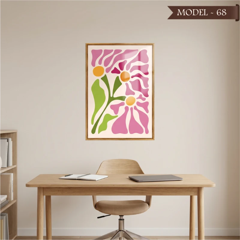 Cam Görünümlü Yapışkanlı Tablo Çiçek (Model- 68)