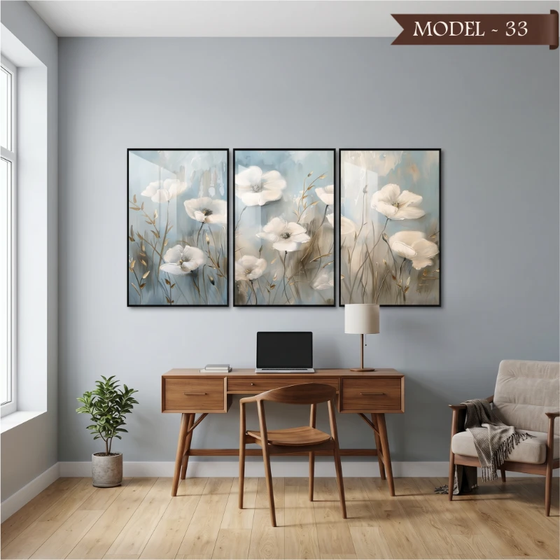 Cam Görünümlü Yapışkanlı Tablo Çiçek (Model- 33)
