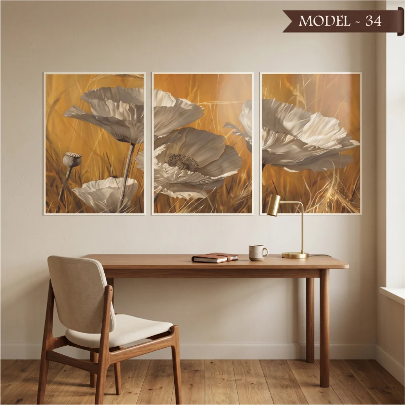Cam Görünümlü Yapışkanlı Tablo Çiçek (Model- 34)